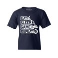 thumbnail image 1 of Shop4Ever Kids Eat Sleep Game Repeat Graphic Child's Youth T-Shirt X-Small Navy Blue, 1 of 4