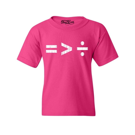 Shop4Ever Kids Equality Is Greater Than Division Equal Rights Graphic Child's Youth T-Shirt Small Heliconia Pink