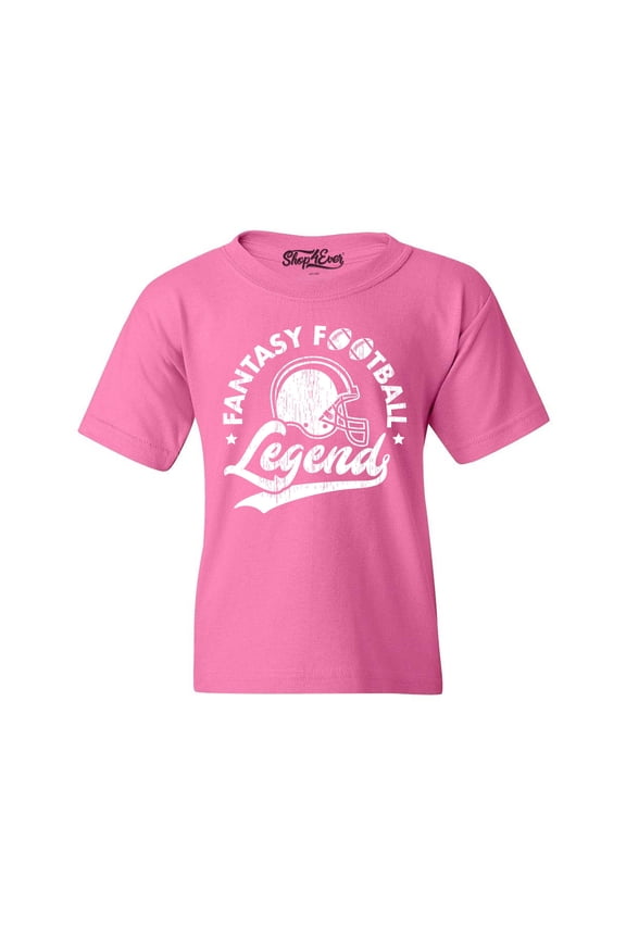 Kids Fantasy Football Legend Graphic Child's Youth T-Shirt Small Azalea Pink