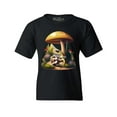 thumbnail image 1 of Shop4Ever Kids Frog Playing Guitar Mushroom Cottagecore Graphic Child's Youth T-Shirt Small Black, 1 of 4