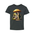 thumbnail image 1 of Shop4Ever Kids Frog Playing Guitar Mushroom Cottagecore Graphic Child's Youth T-Shirt X-Large Dark Heather, 1 of 4