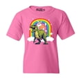 thumbnail image 1 of Shop4Ever Kids Funny Corgi Riding Dinosaur and Rainbow Graphic Child's Youth T-Shirt Medium Azalea Pink, 1 of 4