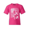 thumbnail image 1 of Shop4Ever Kids German Shepherd American Flag Graphic Child's Youth T-Shirt X-Small Heliconia Pink, 1 of 4