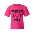 thumbnail image 1 of Shop4Ever Kids Getting' Piggy with It Graphic Child's Youth T-Shirt X-Large Heliconia Pink, 1 of 4