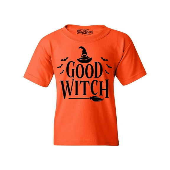 Shop4Ever Kids Good Witch "Black" Halloween Costume Graphic Child's Youth T-Shirt Medium Orange