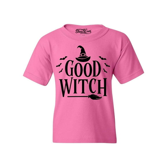 Shop4Ever Kids Good Witch "Black" Halloween Costume Graphic Child's Youth T-Shirt X-Small Azalea Pink