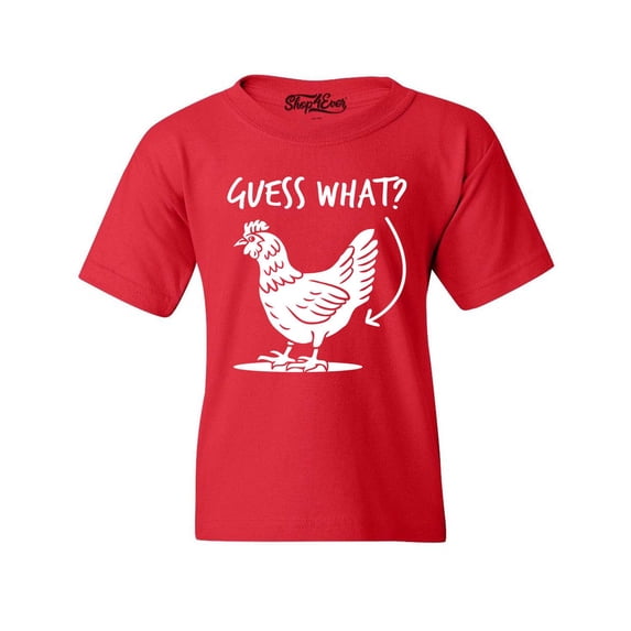Shop4Ever Kids Guess What? Chicken Butt Graphic Child's Youth T-Shirt X-Large Red