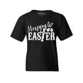 thumbnail image 1 of Shop4Ever Kids Happy Easter With Cross Graphic Child's Youth T-Shirt X-Large Black, 1 of 4