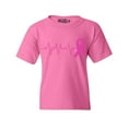 thumbnail image 1 of Shop4Ever Kids Heartbeat Pink Ribbon Breast Cancer Awareness Graphic Child's Youth T-Shirt Large Azalea Pink, 1 of 4