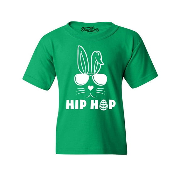Shop4Ever Kids Hip Hop Bunny Rabbit Easter Graphic Child's Youth T-Shirt Medium Irish Green