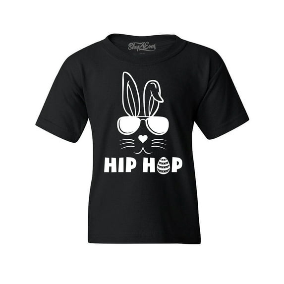 Shop4Ever Kids Hip Hop Bunny Rabbit Easter Graphic Child's Youth T-Shirt X-Small Black