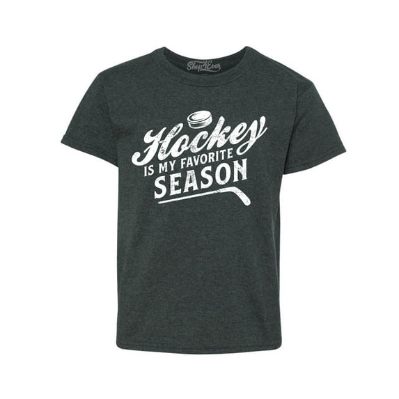 Shop4Ever Kids Hockey is My Favorite Season Sports Graphic Child's Youth T-Shirt X-Small Dark Heather