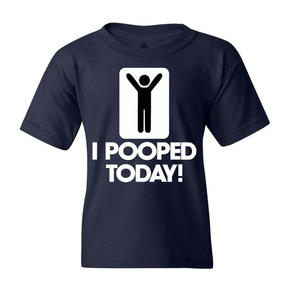 Shop4Ever Kids I Pooped Today Funny Poop Graphic Child's Youth T-Shirt Large Navy Blue
