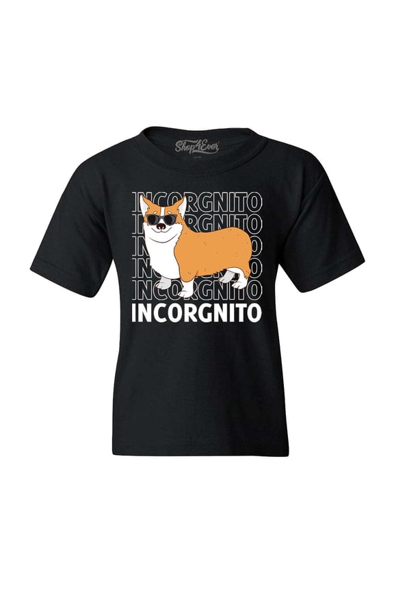 Kids Incorgnito Funny Corgi Dog Incognito Graphic Child's Youth T-Shirt Medium Black