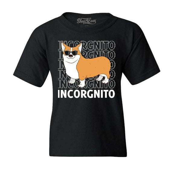 Shop4Ever Kids Incorgnito Funny Corgi Dog Incognito Graphic Child's Youth T-Shirt X-Small Black