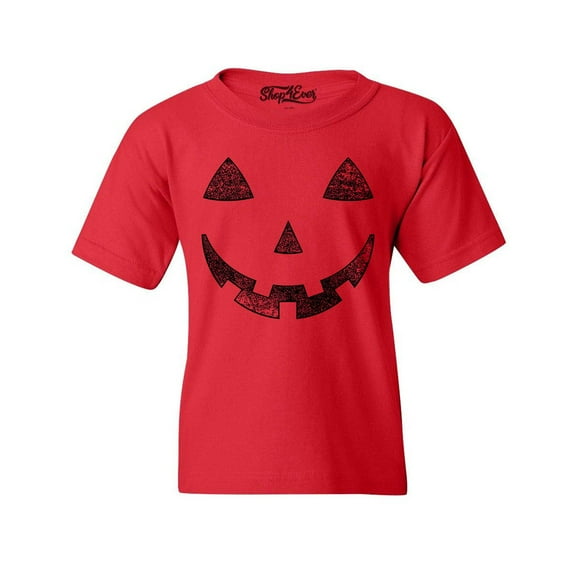Shop4Ever Kids Jack O' Lantern Halloween Pumpkin Costume Graphic Child's Youth T-Shirt Medium Red