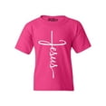 thumbnail image 1 of Shop4Ever Kids Jesus Cross Religious Graphic Child's Youth T-Shirt X-Small Heliconia Pink, 1 of 4