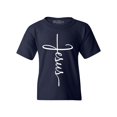 thumbnail image 1 of Shop4Ever Kids Jesus Cross Religious Graphic Child's Youth T-Shirt X-Small Navy Blue, 1 of 4