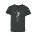 thumbnail image 1 of Shop4Ever Kids Jesus Script Cross with Flowers and Butterflies Graphic Child's Youth T-Shirt Small Dark Heather, 1 of 4