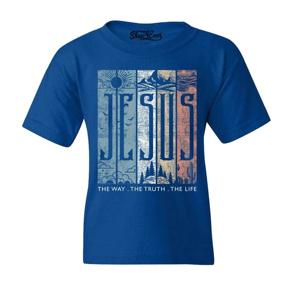 Shop4Ever Kids Jesus The Way The Life The Truth Graphic Child's Youth T-Shirt Large Royal Blue