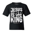 thumbnail image 1 of Shop4Ever Kids Jesus is King Revelation 17:14 Graphic Child's Youth T-Shirt Large Black, 1 of 4