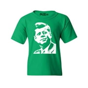 Shop4Ever Kids John F. Kennedy JFK 1960's President American Icon Graphic Child's Youth T-Shirt Medium Irish Green
