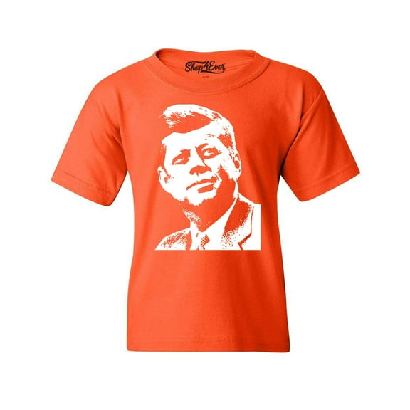 Shop4Ever Kids John F. Kennedy JFK 1960's President American Icon Graphic Child's Youth T-Shirt Medium Orange