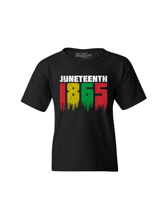 Kids Juneteenth 1865 Dripping June 19th Graphic Child's Youth T-Shirt Large Black