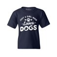 thumbnail image 1 of Shop4Ever Kids Just A Girl Who Loves Dogs Graphic Child's Youth T-Shirt Medium Navy Blue, 1 of 4
