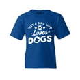 thumbnail image 1 of Shop4Ever Kids Just A Girl Who Loves Dogs Graphic Child's Youth T-Shirt Small Royal Blue, 1 of 4