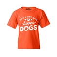 thumbnail image 1 of Shop4Ever Kids Just A Girl Who Loves Dogs Graphic Child's Youth T-Shirt X-Small Orange, 1 of 4