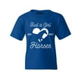 thumbnail image 1 of Shop4Ever Kids Just A Girl Who Loves Horses Graphic Child's Youth T-Shirt Large Royal Blue, 1 of 4