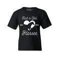 thumbnail image 1 of Shop4Ever Kids Just A Girl Who Loves Horses Graphic Child's Youth T-Shirt X-Small Black, 1 of 4