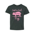 thumbnail image 1 of Shop4Ever Kids Just A Girl Who Loves Pigs Graphic Child's Youth T-Shirt X-Small Dark Heather, 1 of 4
