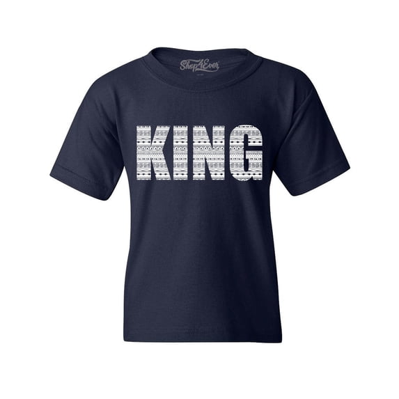 Shop4Ever Kids King African Pattern Style Graphic Child's Youth T-Shirt X-Small Navy Blue