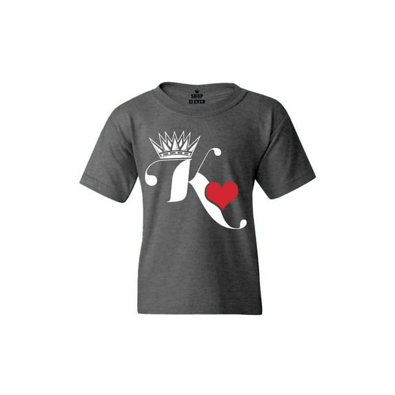 Shop4Ever Kids King of Hearts Graphic Child's Youth T-Shirt X-Small Dark Heather