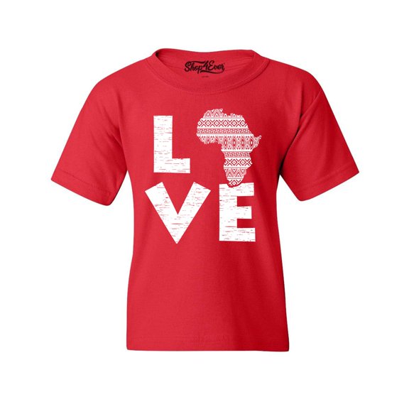 Shop4Ever Kids Love Africa Graphic Child's Youth T-Shirt Medium Red