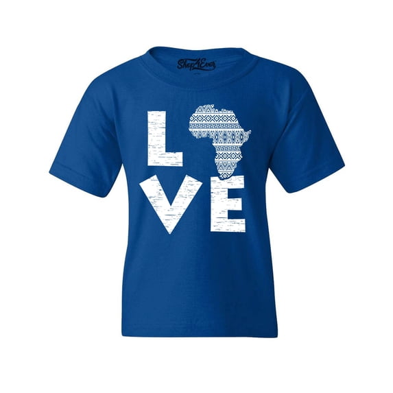 Shop4Ever Kids Love Africa Graphic Child's Youth T-Shirt X-Large Royal Blue