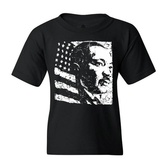 Shop4Ever Kids Martin Luther King Jr. Graphic Child's Youth T-Shirt Medium Black
