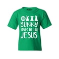thumbnail image 1 of Shop4Ever Kids No Bunny Loves Me Like Jesus Easter  Graphic Child's Youth T-Shirt X-Large Irish Green, 1 of 4