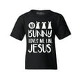 thumbnail image 1 of Shop4Ever Kids No Bunny Loves Me Like Jesus Easter  Graphic Child's Youth T-Shirt X-Small Black, 1 of 4