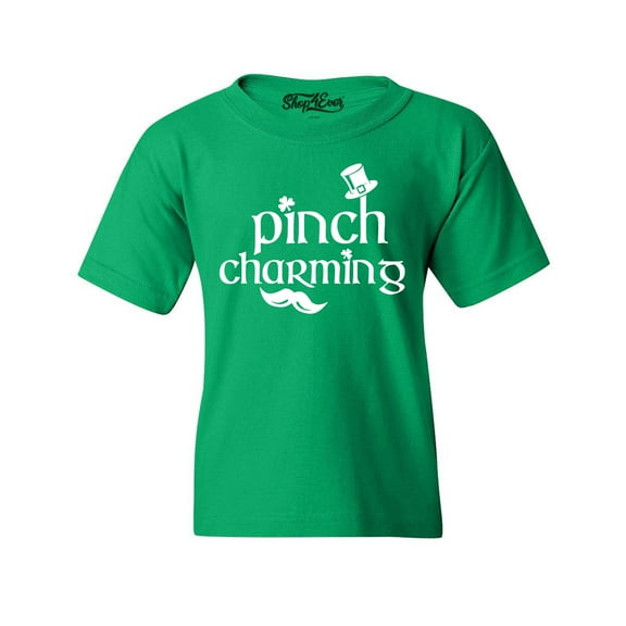Shop4Ever Kids Pinch Charming St. Patrick's Day  Graphic Child's Youth T-Shirt Large Irish Green