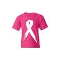 thumbnail image 1 of Shop4Ever Kids Pink Breast Cancer Awareness White Ribbon Graphic Child's Youth T-Shirt Small Heliconia Pink, 1 of 4