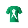 thumbnail image 1 of Shop4Ever Kids Pink Breast Cancer Awareness White Ribbon Graphic Child's Youth T-Shirt X-Large Irish Green, 1 of 4