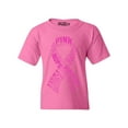 thumbnail image 1 of Shop4Ever Kids Pink Ribbon Montage Word Cloud Breast Cancer Graphic Child's Youth T-Shirt Large Azalea Pink, 1 of 4