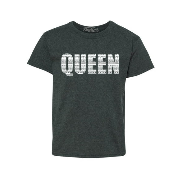 Shop4Ever Kids Queen African Pattern Style Graphic Child's Youth T-Shirt Small Dark Heather
