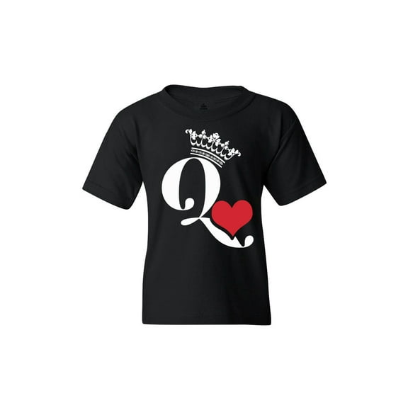 Shop4Ever Kids Queen of Hearts Graphic Child's Youth T-Shirt Small Black