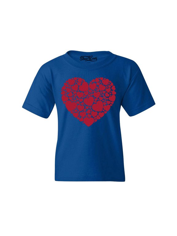 Kids Red Heart Love Cloud Valentine's Day Graphic Child's Youth T-Shirt Large Royal Blue