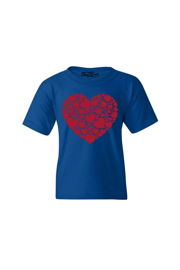 Kids Red Heart Love Cloud Valentine's Day Graphic Child's Youth T-Shirt Large Royal Blue