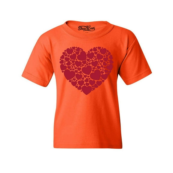 Shop4Ever Kids Red Heart Love Cloud Valentine's Day Graphic Child's Youth T-Shirt Medium Orange